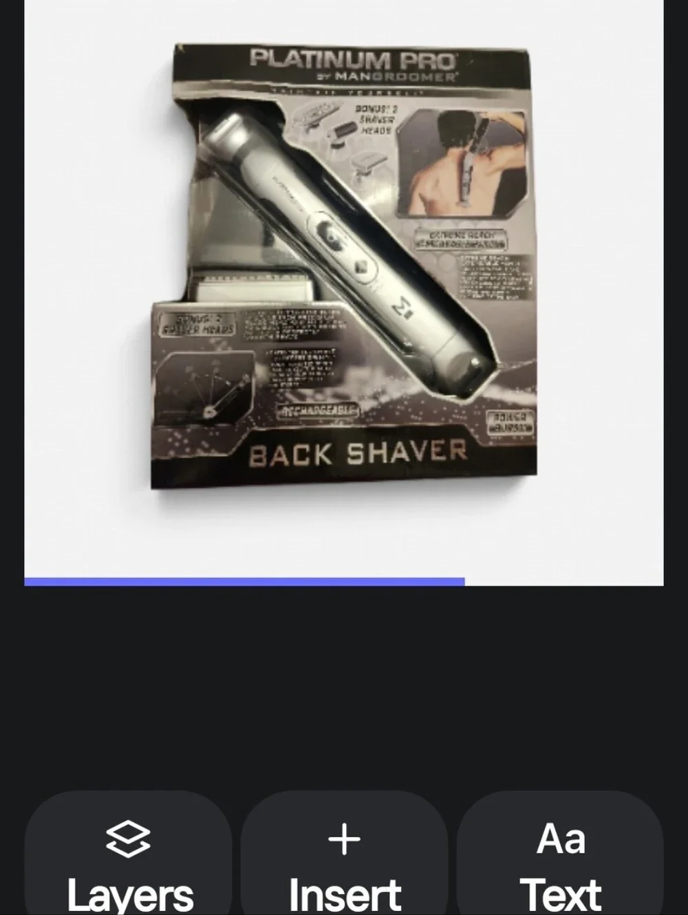 Platinum Pro by Man Groomer Silver Rechargeable Back Shaver